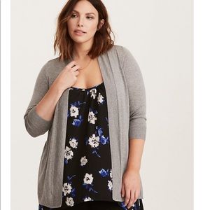 Torrid Gray Pointelle Knit Open Back Cardigan Size Medium
